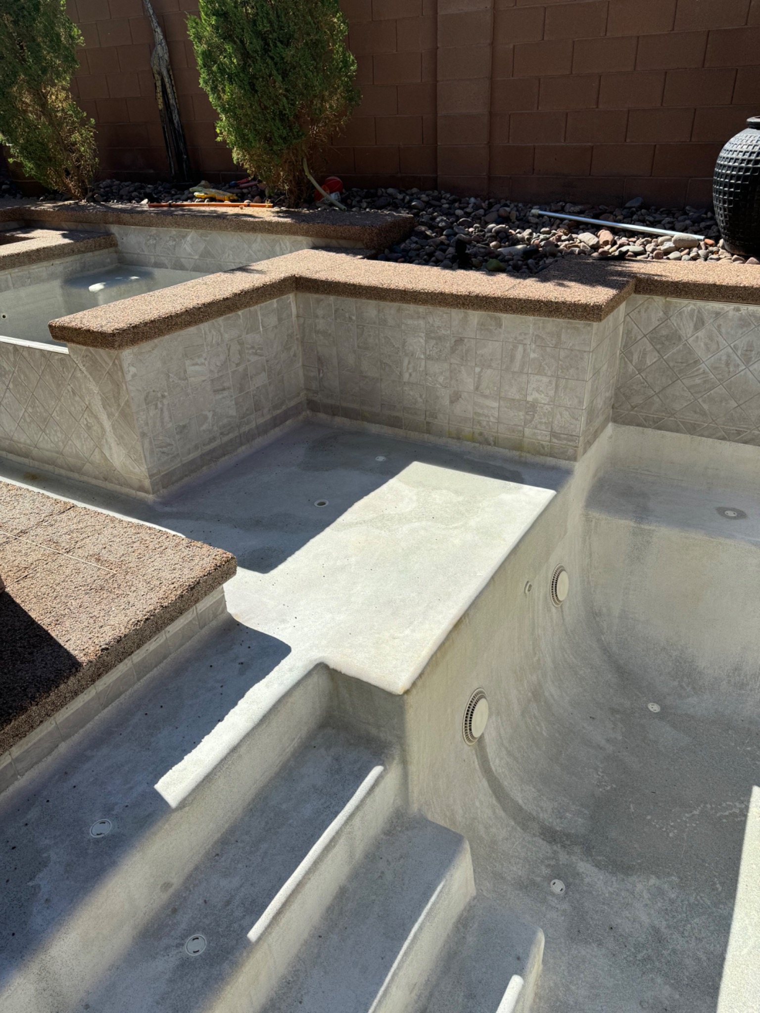 Pool after professional drain and cleaning service