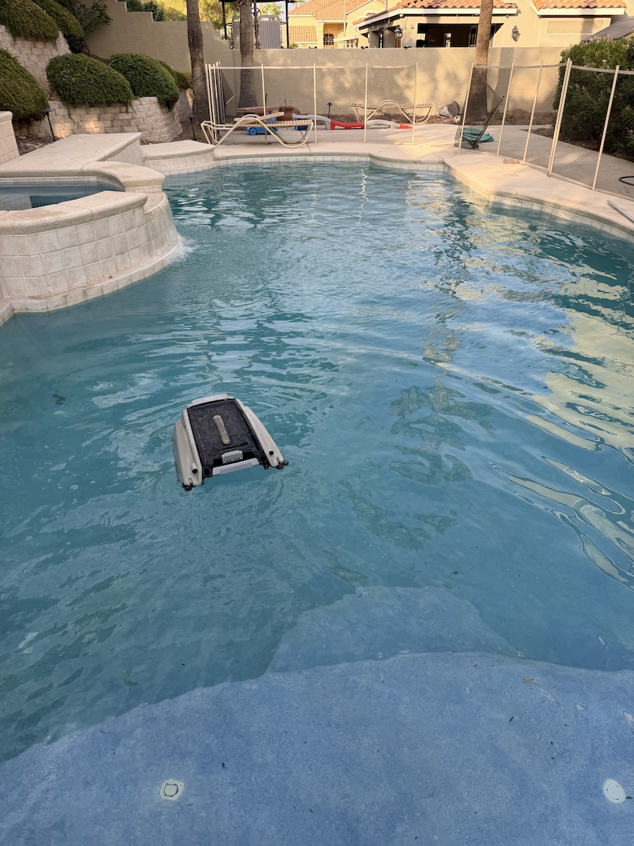 Pool after weekly service with debris removed