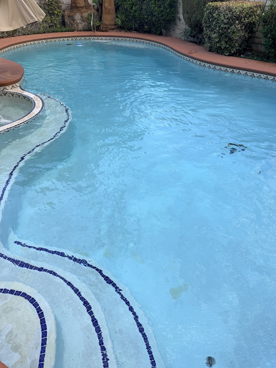 Pool after weekly service with debris removed