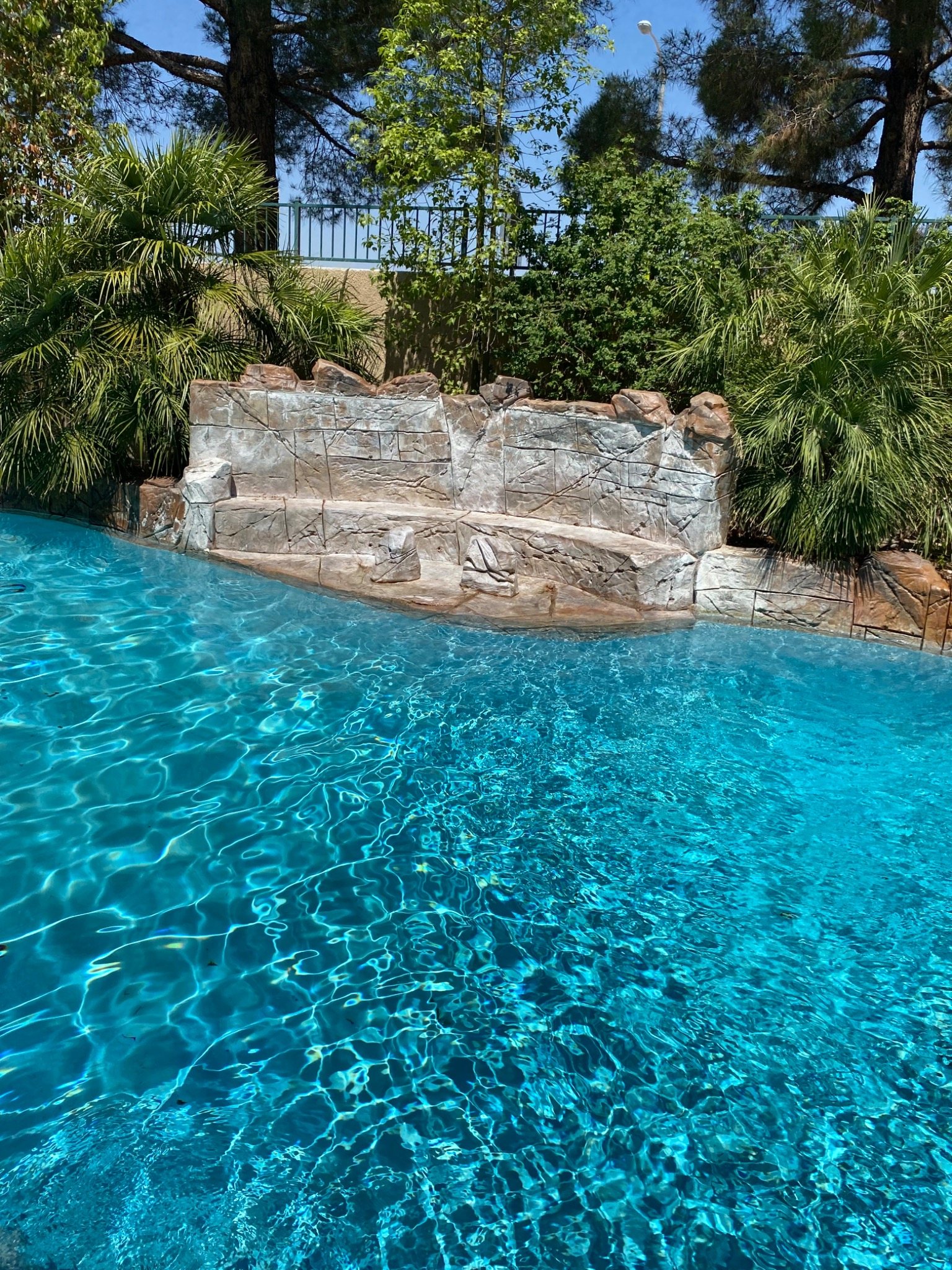 Bright blue residential pool water